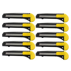 MotoProducts Bulk 6" Box Cutters Black with Snap-Off Blades and Safety Locks - 1 of 3