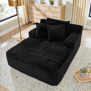 Velvet Lazy Lounge Chair with High-Density Foam,Fluffy No-Assembly Single Sofa for Bedroom or Living Room-Cuddlewood - 1 of 4