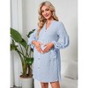 Maternity Swiss Dot Dress V Neck Long Sleeve Button Down Mini Dress Baby Shower Photoshoot with Pockets - 3 of 4