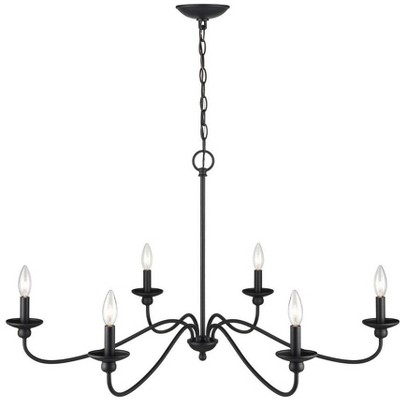 Delvona Matte Black 6-Light Chandelier with Incandescent Bulbs