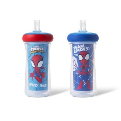 The First Years Marvel 9oz Spidey & Friends Spill Proof Insulated Straw Sippy Cups - 2pk