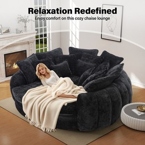 AENKYO 81.1" Cloud Couch Sleeper Indoor Lazy Sofa, Oversized Round Deep Seat Chaise Lounge Chair with 14 Pillows for Living Room - 1 of 4