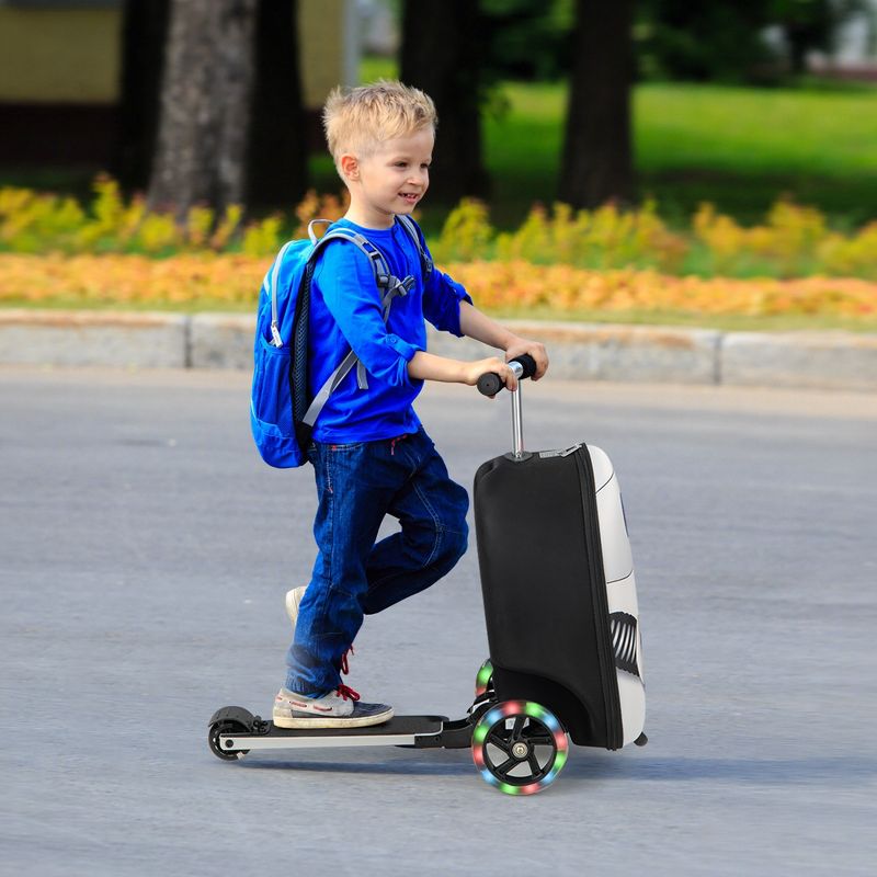 Costway 2-IN-1 Folding Ride on Suitcase Scooter with LED Wheels Brake System Kids toy Gifts, 2 of 11