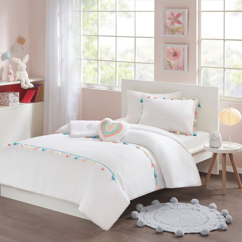 Jamie Tassel Kids' Comforter Set with Heart Shaped Throw Pillow - Mi Zone, 2 of 8