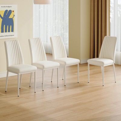 FONTOI 4PCS Dining Chairs with High Back Seat&Metal Legs for Family, Restaurants, Hotels, Coffee Shops, White, 16.7"*36.4"*17"