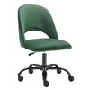 HomeRoots Green and Black Steel and Velvet Adjustable Swivel Rolling Conference Office Chair - 4 of 4