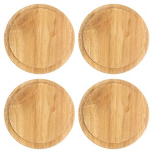 Unique Bargains Smooth Bamboo Wide Mouth Coffee Mug Drink Wooden Cup Lid 4 Pcs - 1 of 4