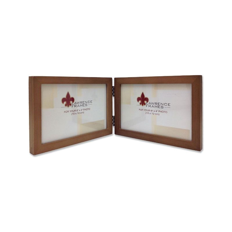 Lawrence Frames 766064D Nutmeg Wood 6x4 Hinged Double Picture Frame , 1 of 2