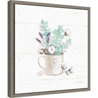 Farm Fresh Eucalyptus and Cotton Bouquet Canvas Wall Art