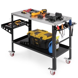 Tangkula Heavy-duty Welding Table w/ Tool Rack & Tray 5/8" Fixture Holes Bottom Shelf - 1 of 4