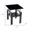 HomeRoots Set of Two Black Glass and Metal Square End Tables With Shelf - 3 of 4
