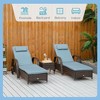 Wicker Outdoor Chaise Lounge Chair Set of 3 with Side Table, 5-Level Adjustable Backrest PE Rattan Pool Lounge Chair with Wheels, Cushion & Headrest - 4 of 4