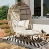 GustoWave 57''H Oversized Egg Shaped Lounge Chair with Ottoman and Thick Cushion, Outdoor Indoor Rocking Chair, Comfy Egg Rattan Seat - 2 of 4