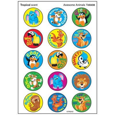 Trend Awesome Animals/Tropical Stinky Stickers, 60 ct. (Pack of 6)