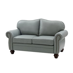 Antonia 60" Wide  Chesterfield Loveseat, Genuine Leather Sofa with Nailhead Trim and Rolled Armrests -A+B | ARTFUL LIVING DESIGN - 1 of 4