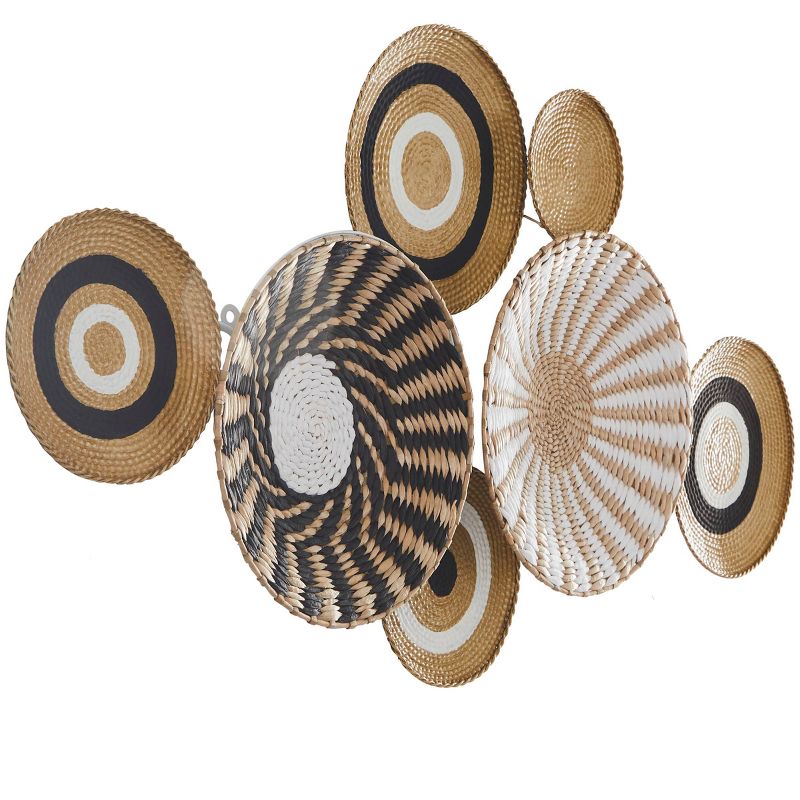 Dried Plant Plate Handmade Woven Wall Decor with Intricate Patterns Gold - The Novogratz, 2 of 6