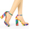 Allegra K Women's Printed Clear Strap Platform Chunky Heel Ankle Strap Sandals - 2 of 4