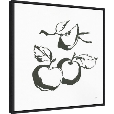 Sylvie Black Framed Minimalist Apple Canvas Print, 22 x 22 Inches