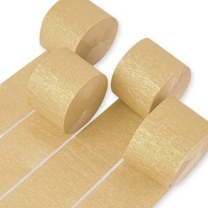PartyWoo Crepe Paper Streamers Pearl Gold 4 Rolls 328 ft 1.8 in x 82 Ft Roll - 1 of 4