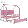 Wooden Platform House Bed with Trundle and Shelf-ModernLuxe - 3 of 4