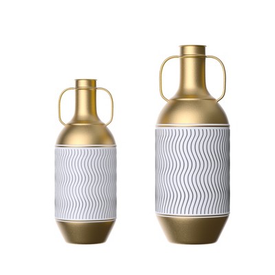 Infurnic Decorative Vases Metal Vases Set of 2 Rustic Distressed Finish Large Glazed Metal Vase for Home Decor, Multicolored, 17.7"*10.2"*25.39"