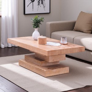 47" Rustic Farmhouse Coffee Table with Pedestal Base - 1 of 4