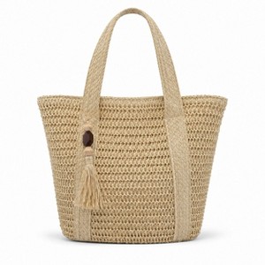 Alilang Woven Straw Tote Bag Large Capacity Zip Top Shoulder