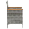 vidaXL Patio Dining Chairs - 2 pcs, Poly Rattan and Solid Acacia Wood Armrests, Comfortable Cushion, Easy Clean, Outdoor Garden/Patio Furniture, Gray - 4 of 4
