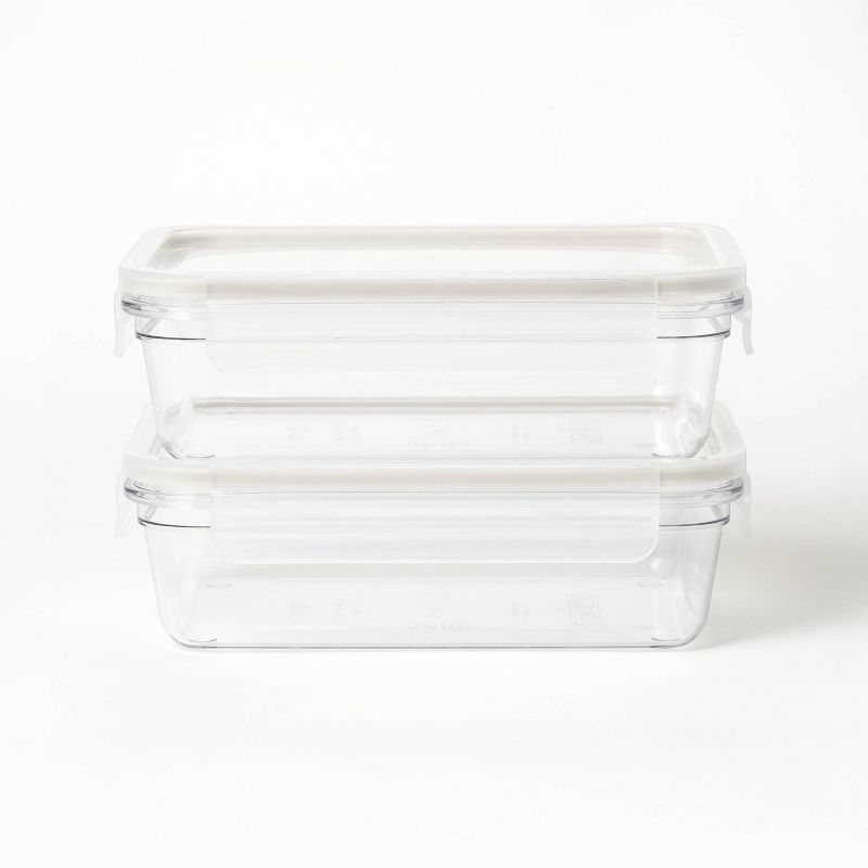 4pc (set of 2) 5.5 Cup Plastic Rectangle Food Storage Container Set Clear - Figmint&#8482;, 1 of 8