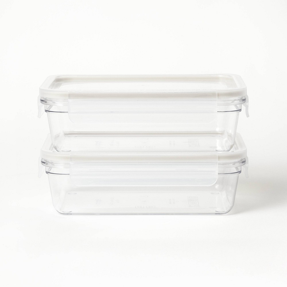 Photos - Food Container 4pc  5.5 Cup Plastic Rectangle Food Storage Container Set Clear(set of 2)