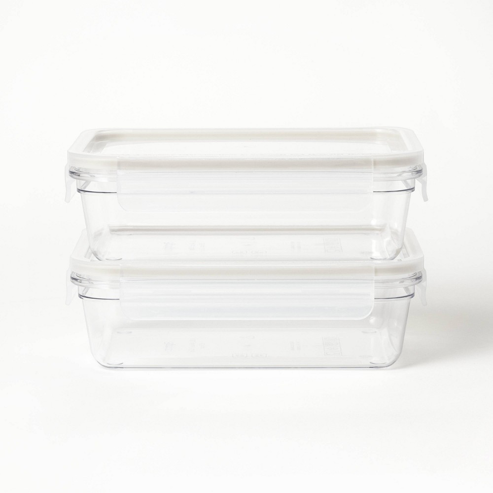 4pc (set of 2) 5.5 Cup Plastic Rectangle Food Storage Container Set Clear - Figmintâ„¢