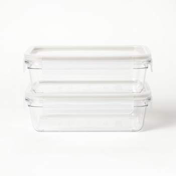 4pc (set of 2) 5.5 Cup Plastic Rectangle Food Storage Container Set Clear - Figmint™