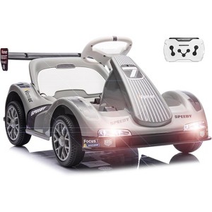 Kids Electric Go-Kart with 7AH Battery, Ride-On Race Car with Remote Control, Safety Belt, Slow Start, LED Headlights & Music - 1 of 4