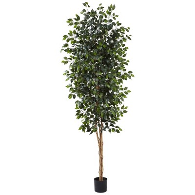 96" Artificial Ficus Tree in Pot Black - Nearly Natural