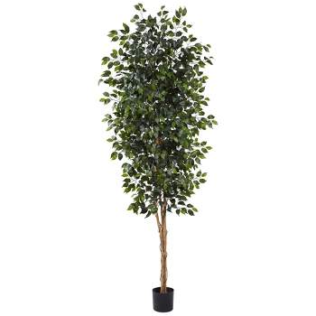 96" Artificial Ficus Tree in Pot Black - Nearly Natural