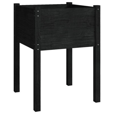 vidaXL Garden Planter Black 19.7"x19.7"x27.6" Solid Wood Pine