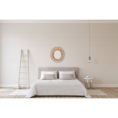 Natural Bamboo Oval Full-Length Wall Mirror