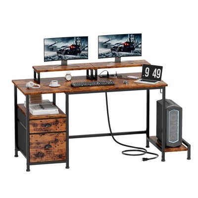 Furnulem 47" L Shaped Desk - Computer Desk Corner Desks Gaming Desk PC Table with CPU Stand Side Bag for Home Office Dorm Sturdy Writing Workstation
