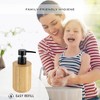 Evideco French Home Goods Natural Bamboo Liquid Soap Dispenser with Matte Black Pump - Refillable Wooden hand wash dispenser, 10 fl oz - - 4 of 4