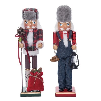 Transpac Christmas Large Wood Lumberjack Nutcracker Set of 2 Christmas Home Decorations