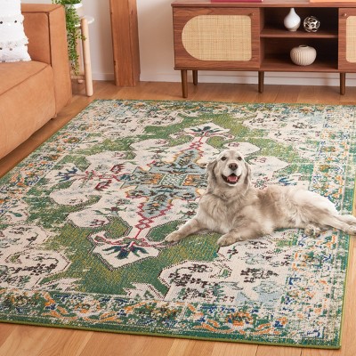 Madison Green and Aqua Oriental Runner Rug