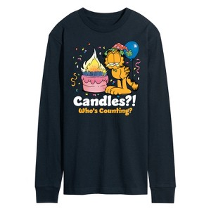 Men's - Garfield - Candles Who's Counting Long Sleeve Graphic T-Shirt - 1 of 4