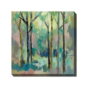 Cottage Garden West of The Wind FABLED Forest Green, Brown 24 x 24 Inch Waterproof Gallery Wrapped Canvas, Outdoor Garden, Yard, Patio All Weather - 1 of 2