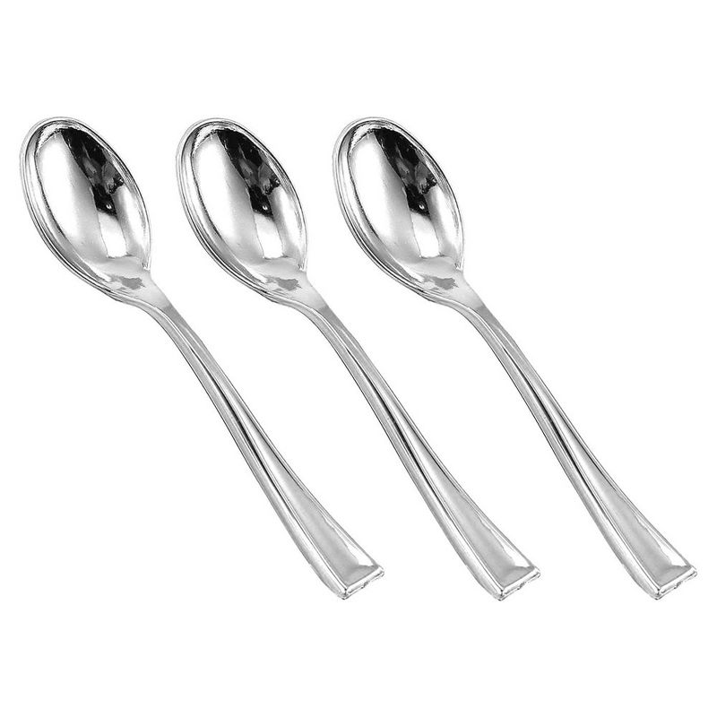 Smarty Had A Party Shiny Metallic Silver Mini Plastic Disposable Tasting Spoons (960 Spoons), 2 of 4