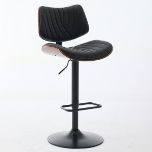 FONTOI 360°Swivel Bar Stools, Mid Century Upholstered Bar Chairs for Kitchen Island, Black, 19.4"*46.2"*20" - 1 of 4