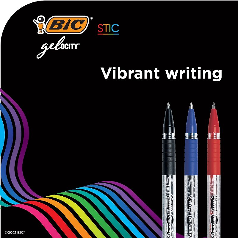 BIC Gel-ocity Stic Gel Pens Medium Point 0.7 mm Assorted Colors 14/Pack (RGSMP14-AST), 3 of 10