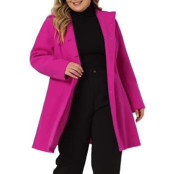 Agnes Orinda Women's Plus Size Elegant Single Breasted Detachable Hooded Trench Overcoats