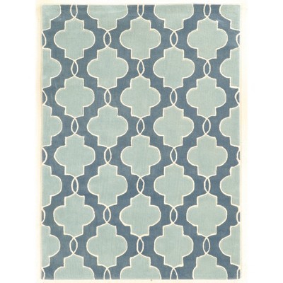 5'x7' Trio Collection Monaco Area Rug Blue/Ivory - Linon