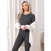 INSPIRE CHIC Women's Thermal Underwear Sets Long Sleeve Shirt with Leggings Cold Winter Base Layer Pajamas Set - 2 of 4