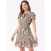 INSPIRE CHIC Women's Ruffle Sleeve Self-Tie V Neck Mini A-Line Floral Dress - 2 of 4